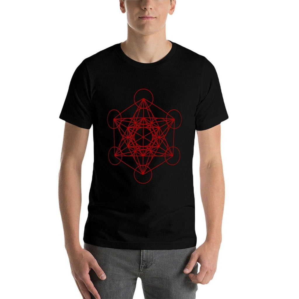 Sacred Geometry Red And Black Geometric Design Gothic Goth  Cotton T-Shirt