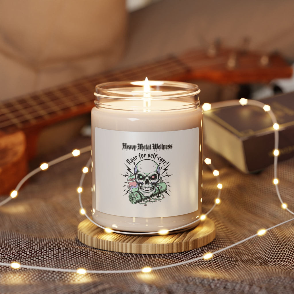 Heavy Metal Wellness Skull Candle | 9oz Scented Soy Candle, gothic wellness quote