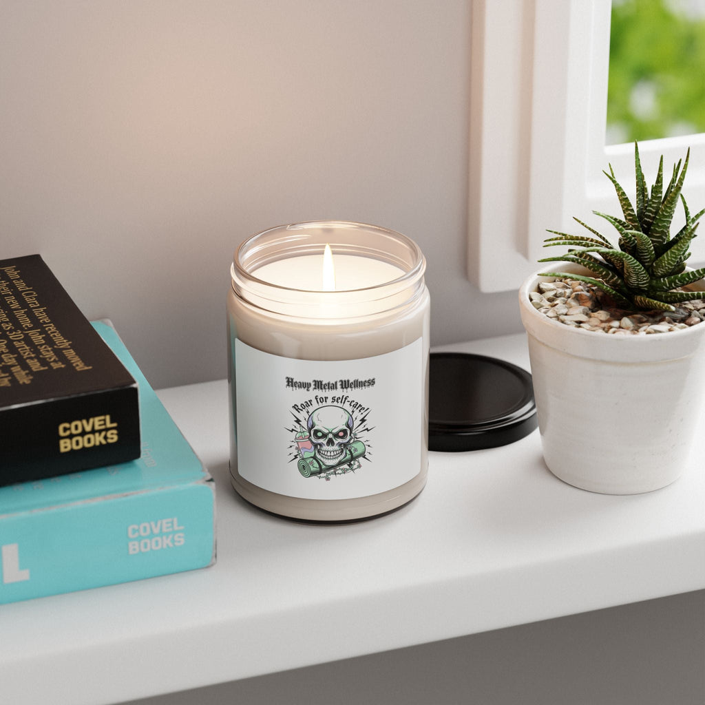Heavy Metal Wellness Skull Candle | 9oz Scented Soy Candle, gothic wellness quote