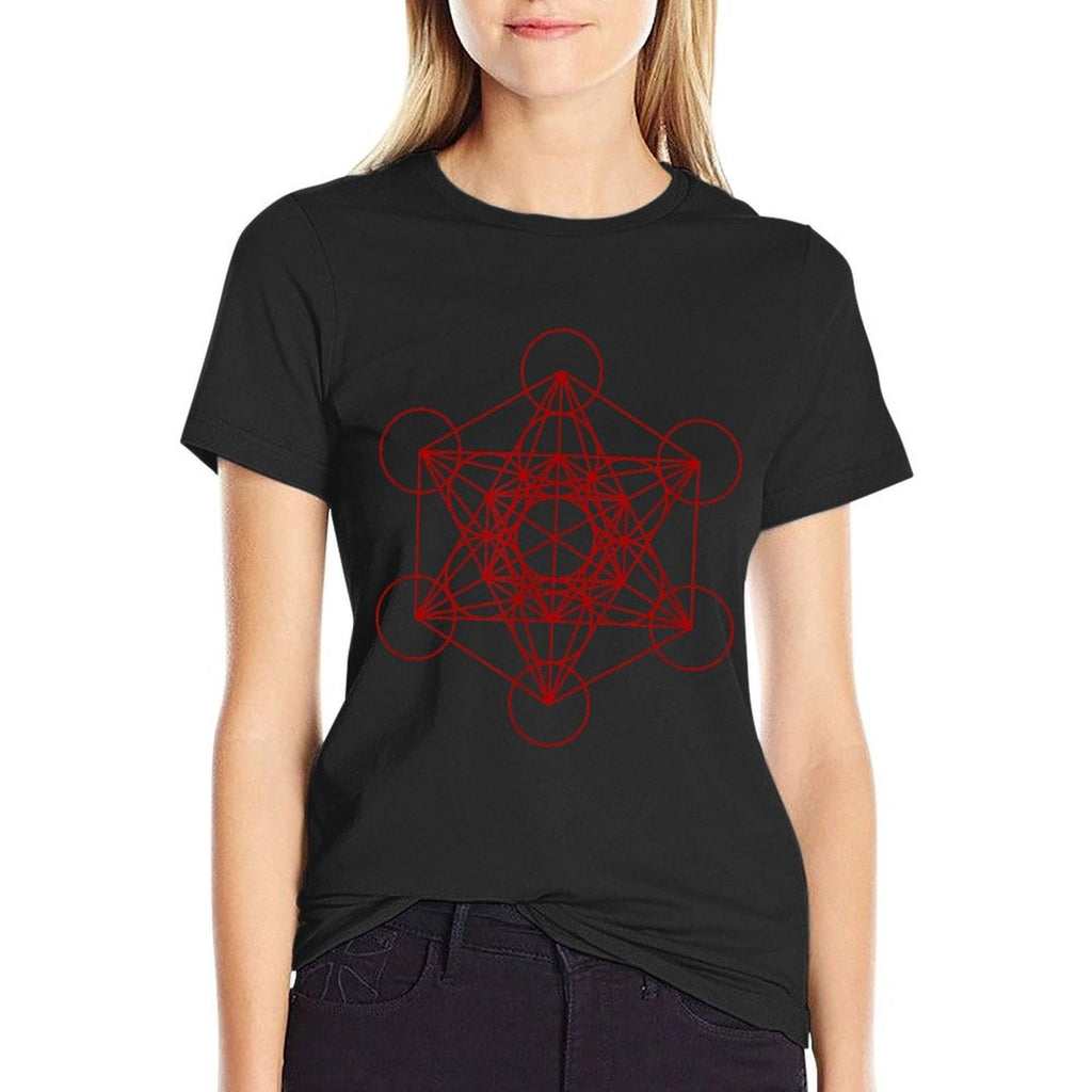 Sacred Geometry Red And Black Geometric Design Gothic Goth  Cotton T-Shirt