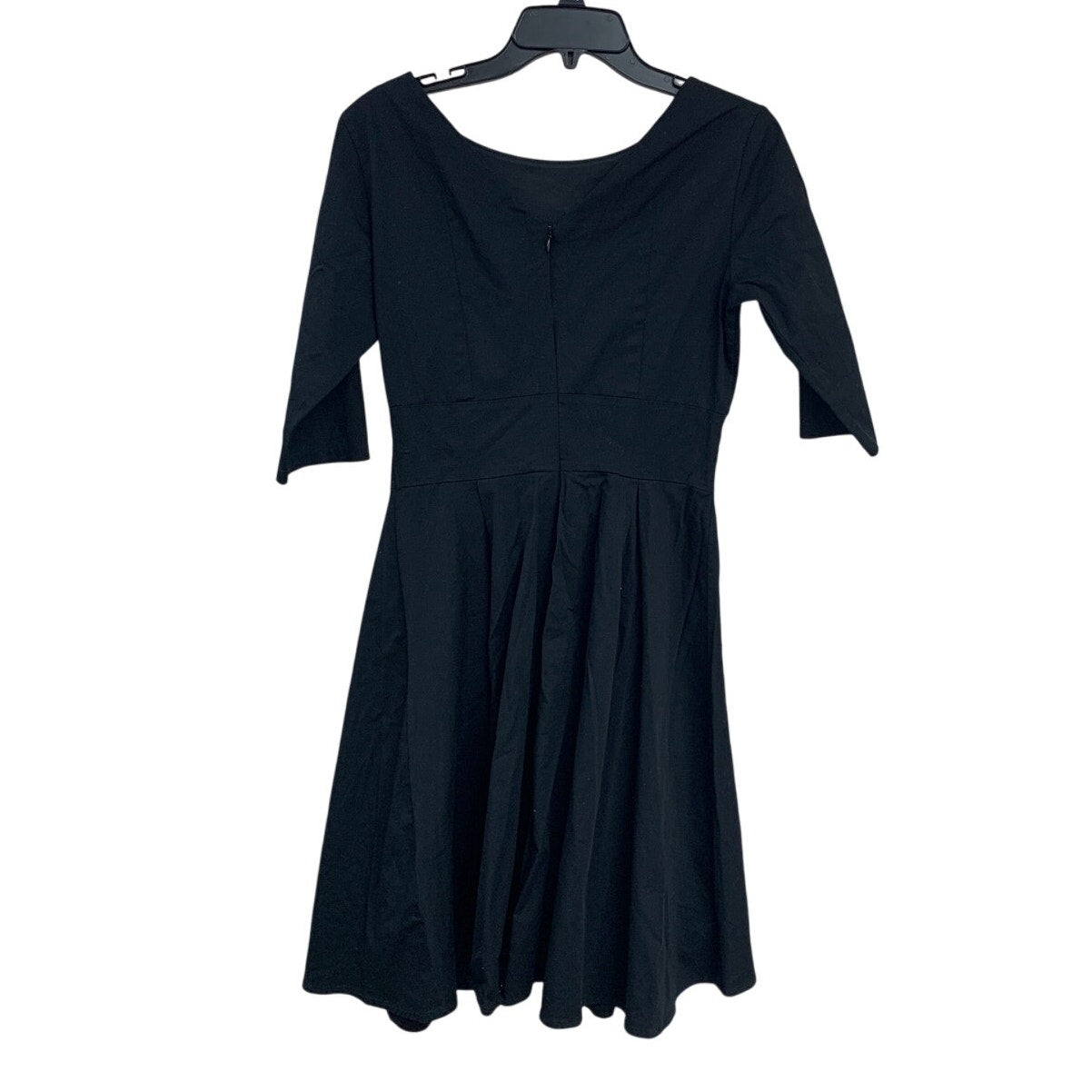 Mint Limit Womens Medium Solid Black Goth Half Sleeve Pleated Skirt A Line Dress