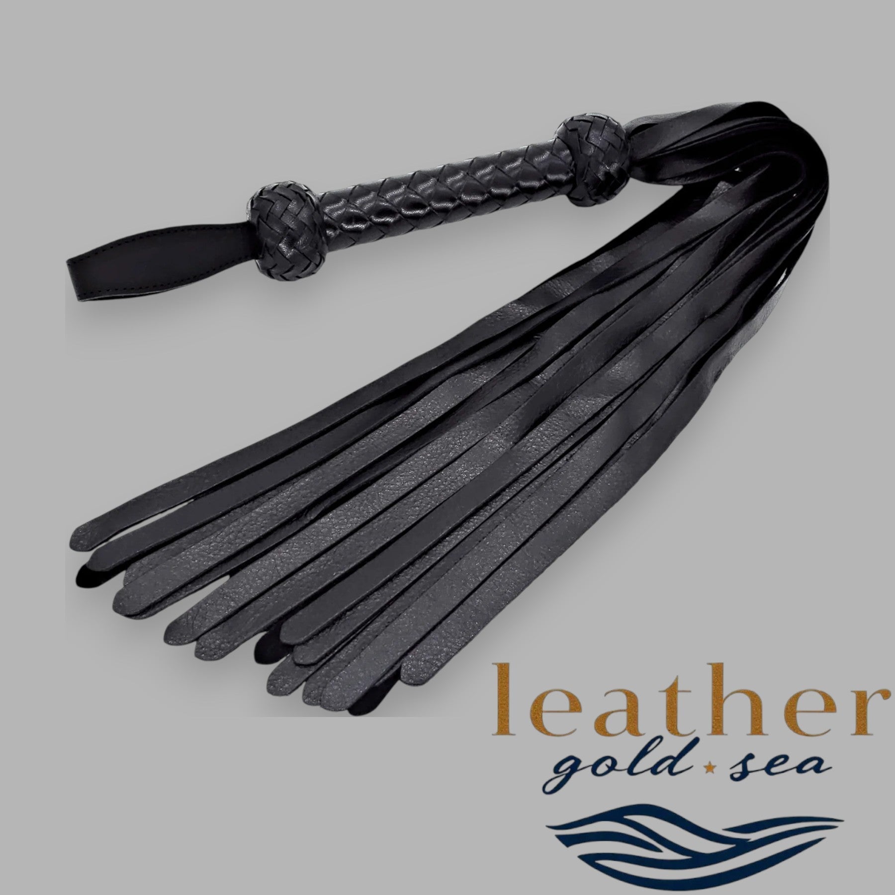 Black Leather Flogger – Handmade Genuine Leather, Made in USA