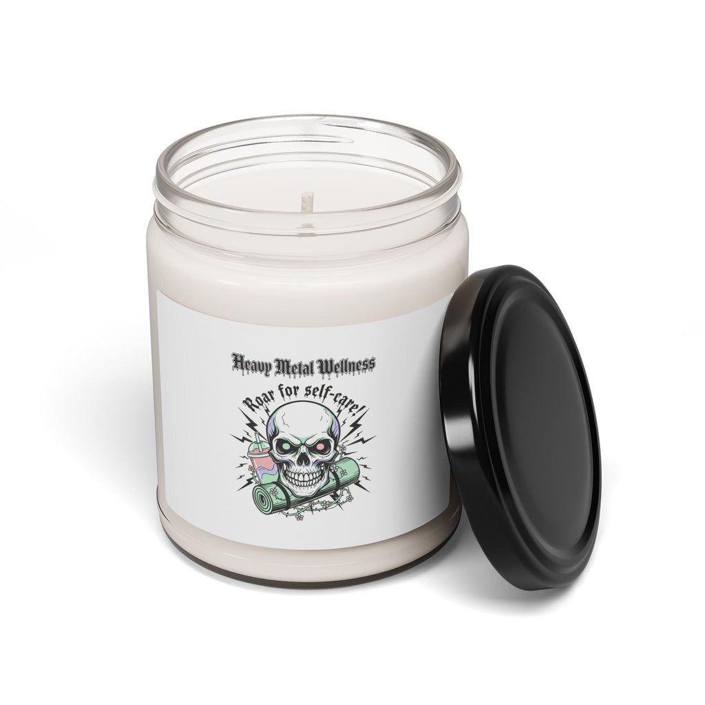 Heavy Metal Wellness Skull Candle | 9oz Scented Soy Candle, gothic wellness quote