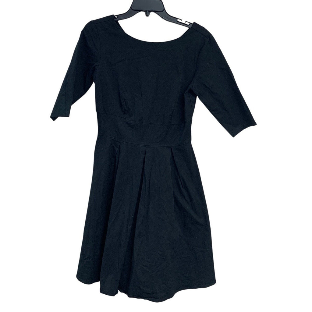 Mint Limit Womens Medium Solid Black Goth Half Sleeve Pleated Skirt A Line Dress