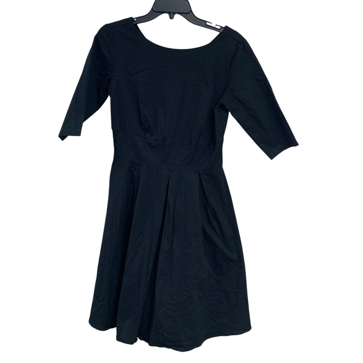 Mint Limit Womens Medium Solid Black Goth Half Sleeve Pleated Skirt A Line Dress
