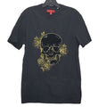 Guess Mens Medium Velvet Goth Skull Floral Short Sleeve Crew Neck Tee Shirt