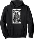 Krampus Christmas Tarot Card White on Black Goth Emo Horror Pullover Hoodie
