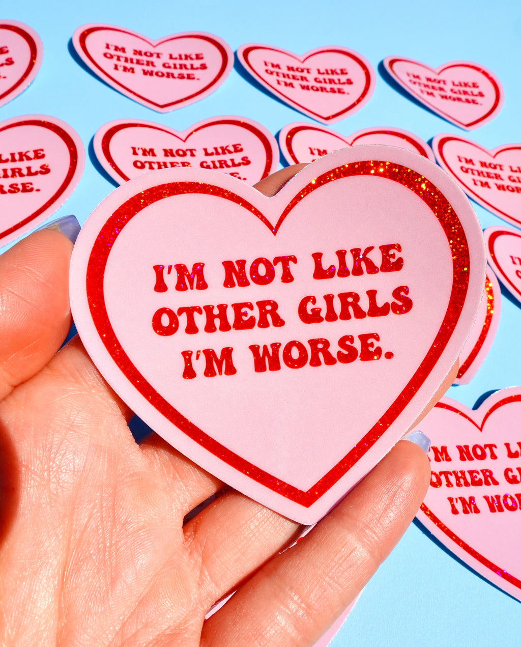 I’m Not Like Other Girls Sticker – Funny Glitter Heart Vinyl Sticker