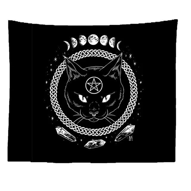 DecorBites™ Cat Coven Mysterious Baphomet Occult Wall Tapestry Home Decor