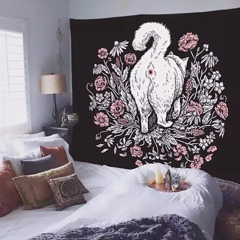 DecorBites™ Cat Coven Mysterious Baphomet Occult Wall Tapestry Home Decor