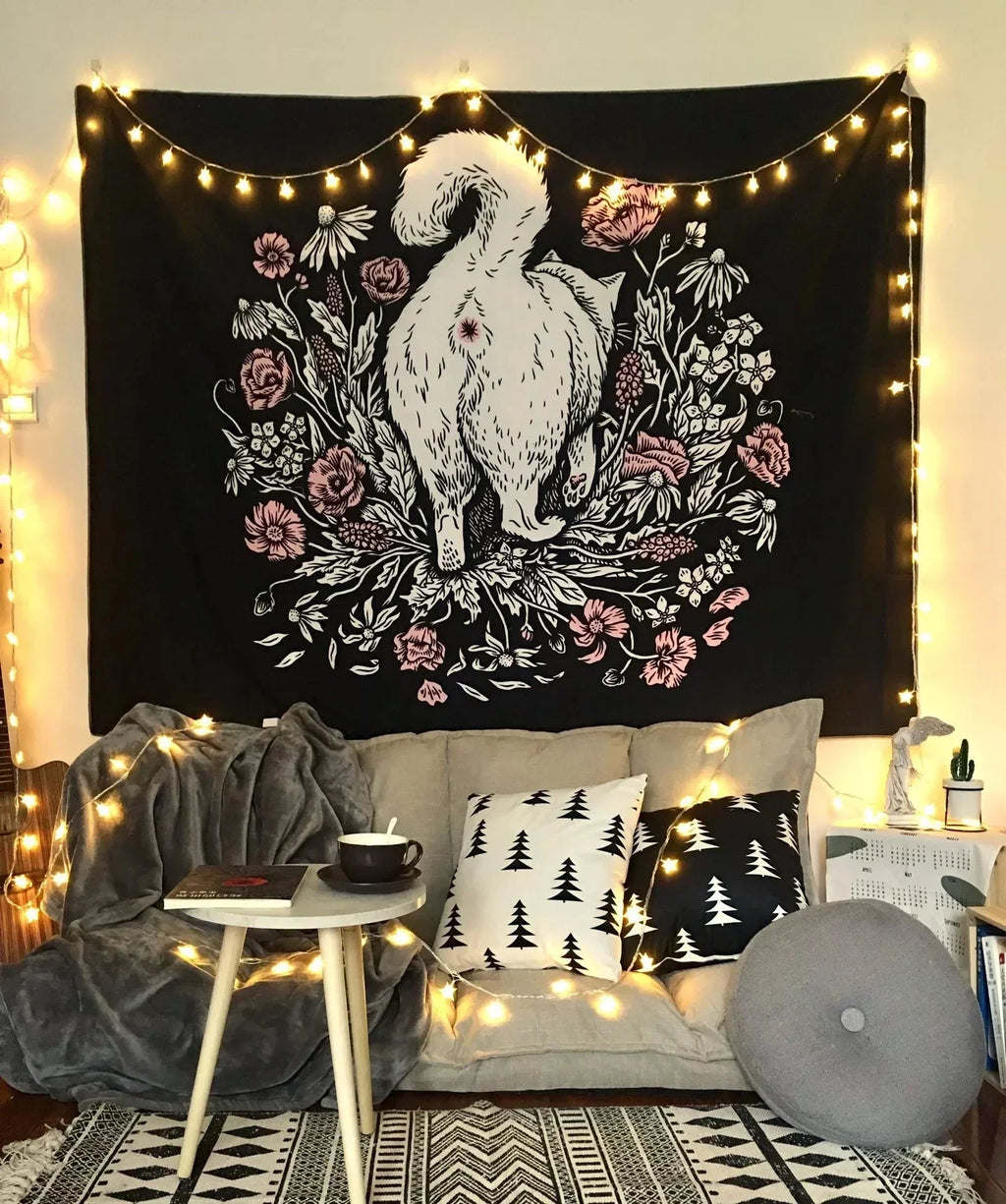 DecorBites™ Cat Coven Mysterious Baphomet Occult Wall Tapestry Home Decor