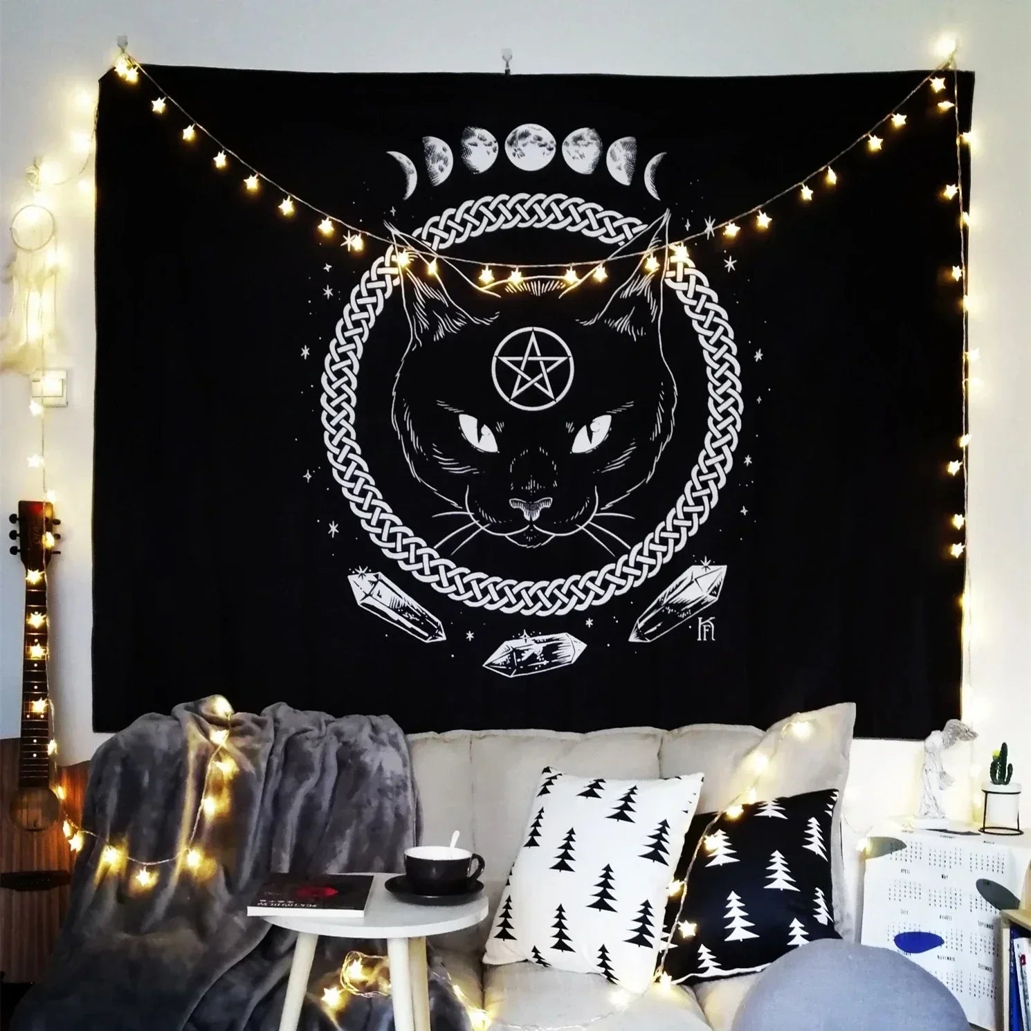 DecorBites™ Cat Coven Mysterious Baphomet Occult Wall Tapestry Home Decor