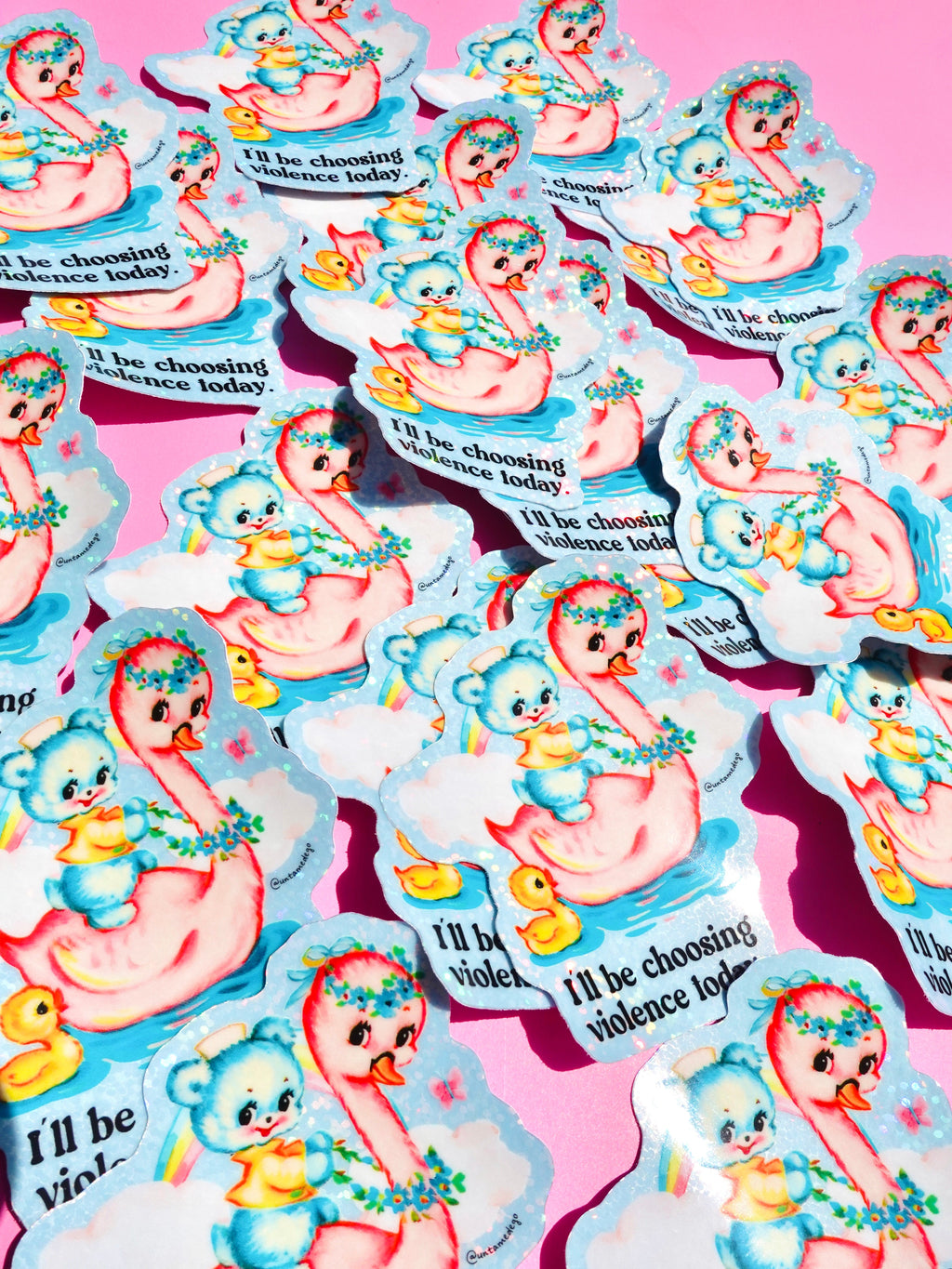 I’ll Be Choosing Violence Today – Funny Retro Animal Glitter Vinyl Sticker