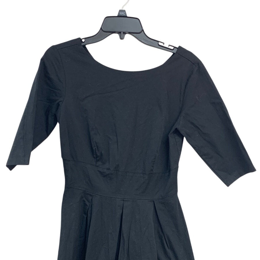 Mint Limit Womens Medium Solid Black Goth Half Sleeve Pleated Skirt A Line Dress