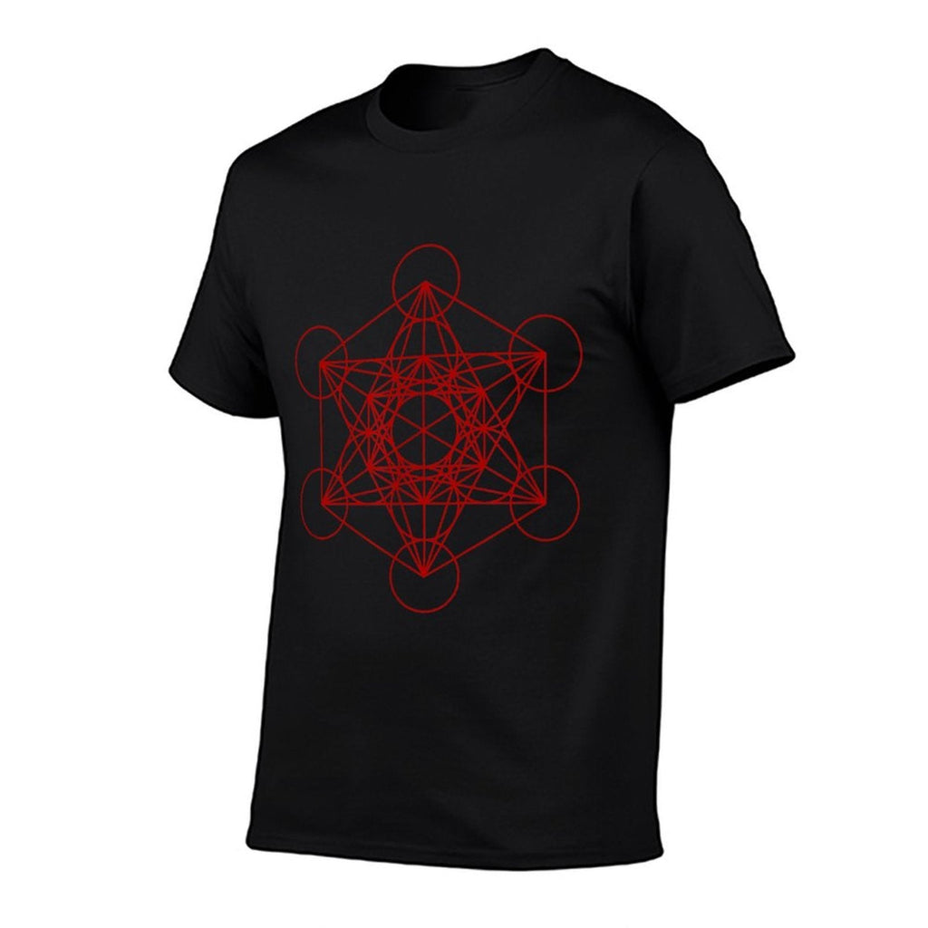 Sacred Geometry Red And Black Geometric Design Gothic Goth  Cotton T-Shirt