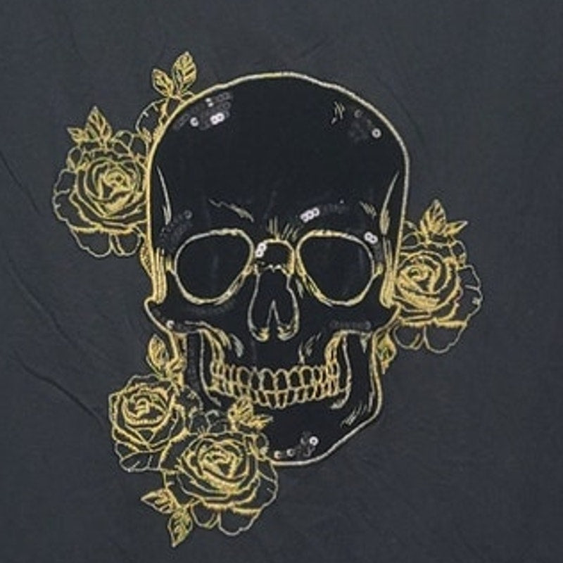 Guess Mens Medium Velvet Goth Skull Floral Short Sleeve Crew Neck Tee Shirt