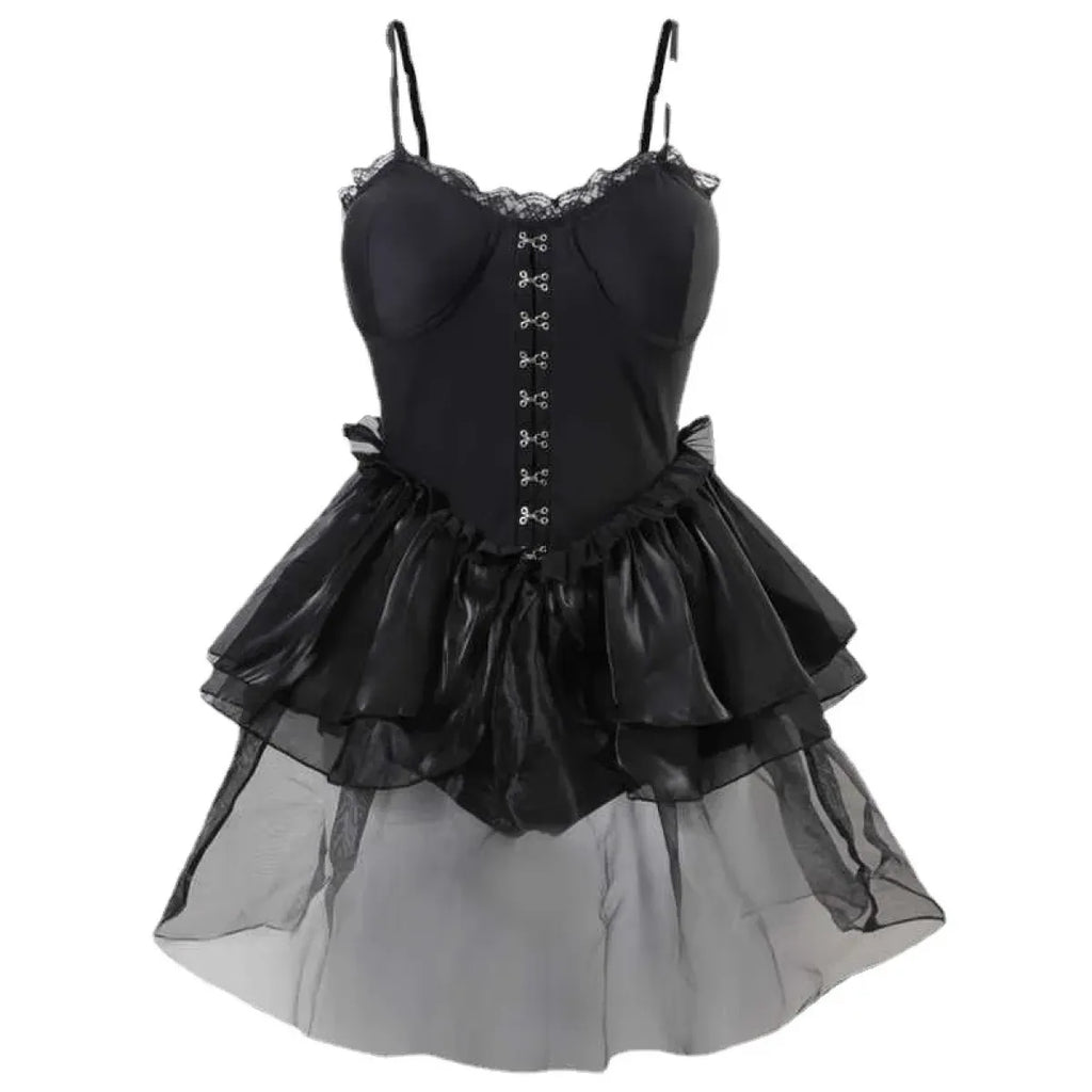 Lace One Piece Swimsuit – Gothic Corset Mini Dress Style